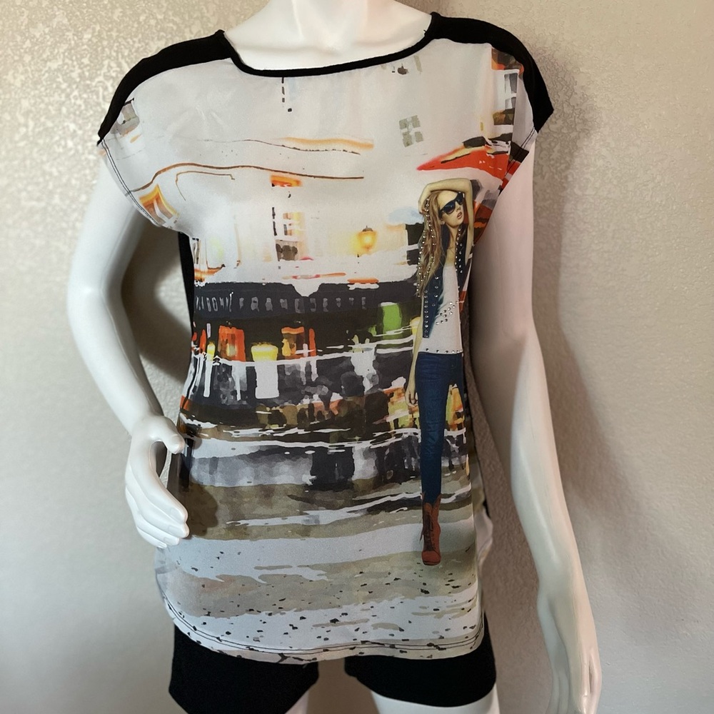 Belah & Codey Blouse Short Sleeve Size M